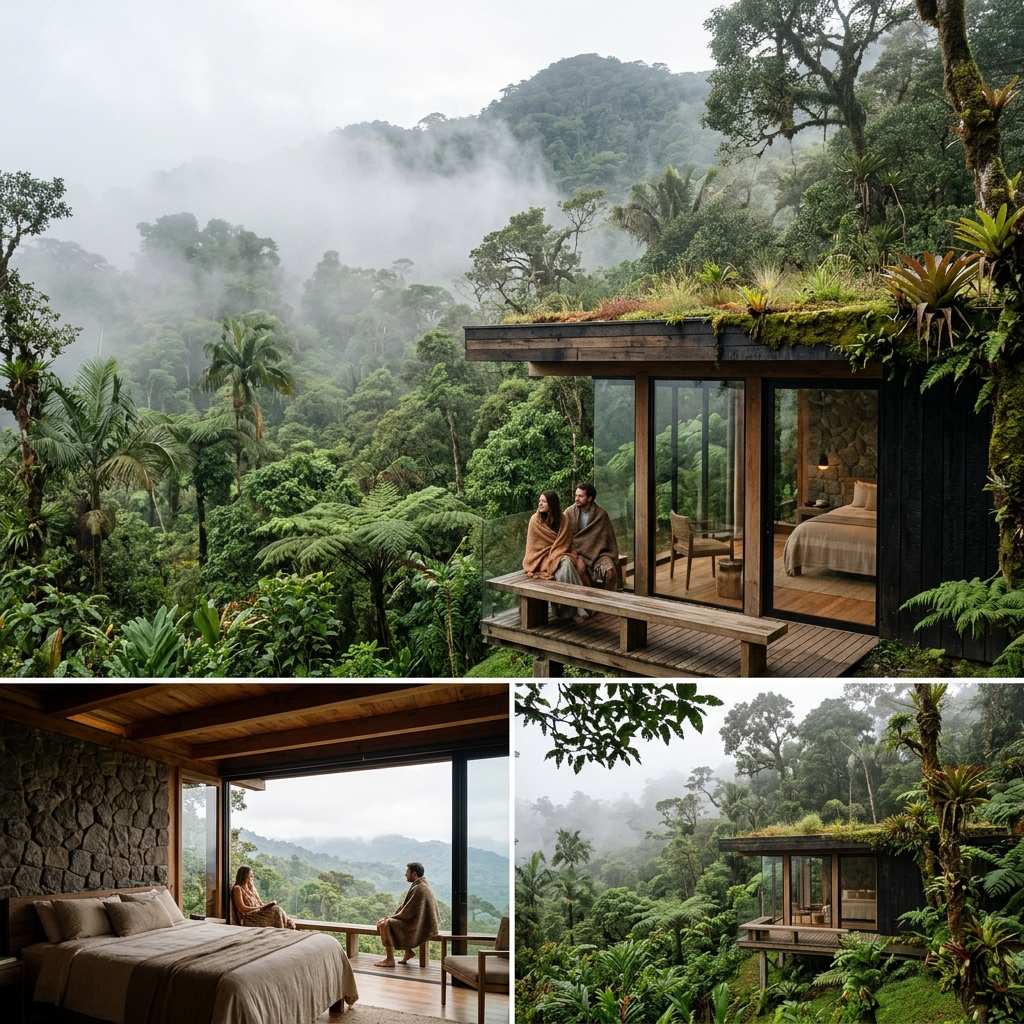 Sustainable design Ecolodge Cabin concept in cloud forest